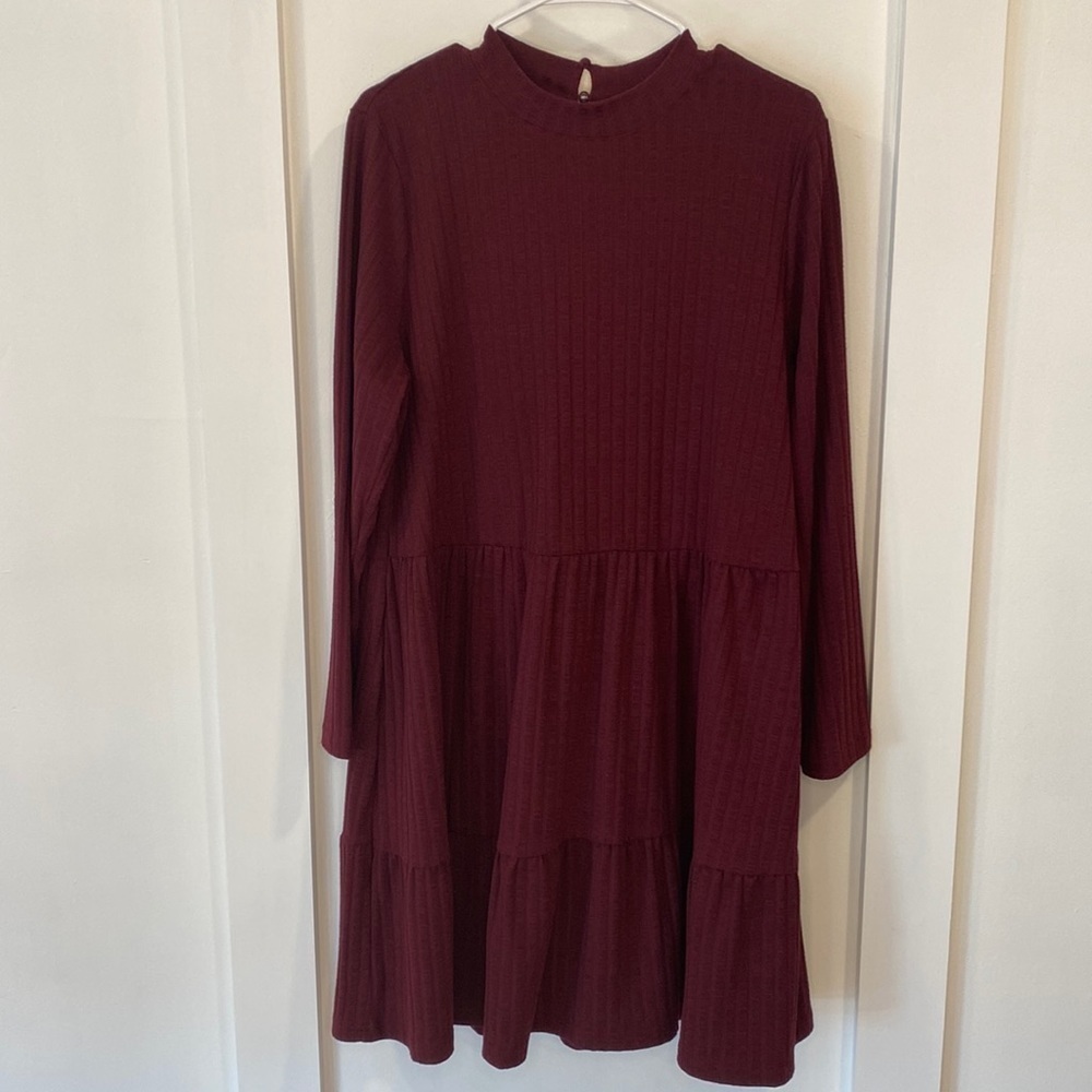 CHIC SOUL mock neck long sleeve tiered dress